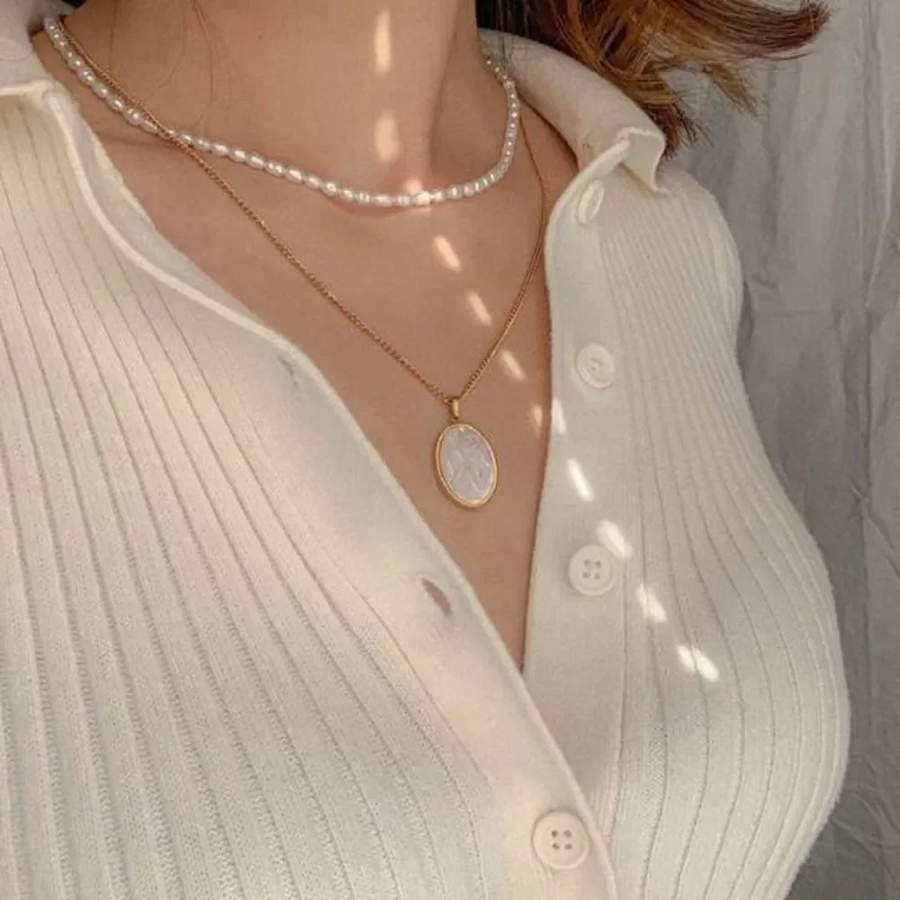 18K Gold Plated Mother of Pearl Angel Necklace